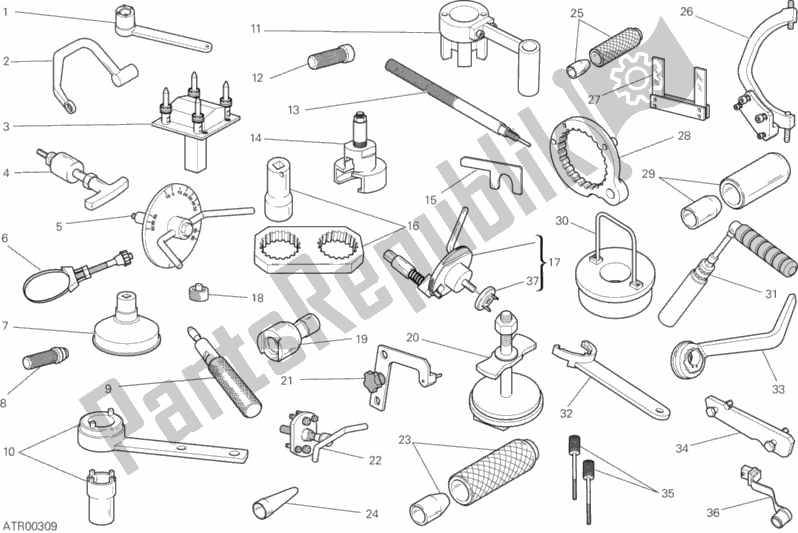 Todas as partes de Ferramentas De Serviço De Oficina (motor) do Ducati Hypermotard SP USA 821 2013